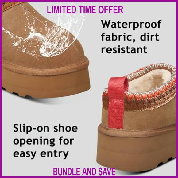 Platform Slippers Fleece Lined Sneakers Anti-Slip Boots Women's Size - Picture 4 of 8